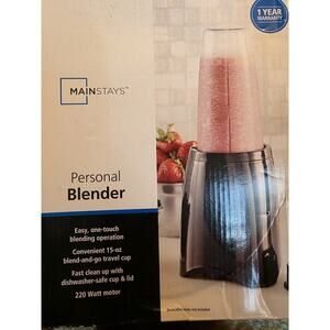 Mainstays Single Serve Personal Blender 16 oz Blend & Go Travel Cup W/ Lid